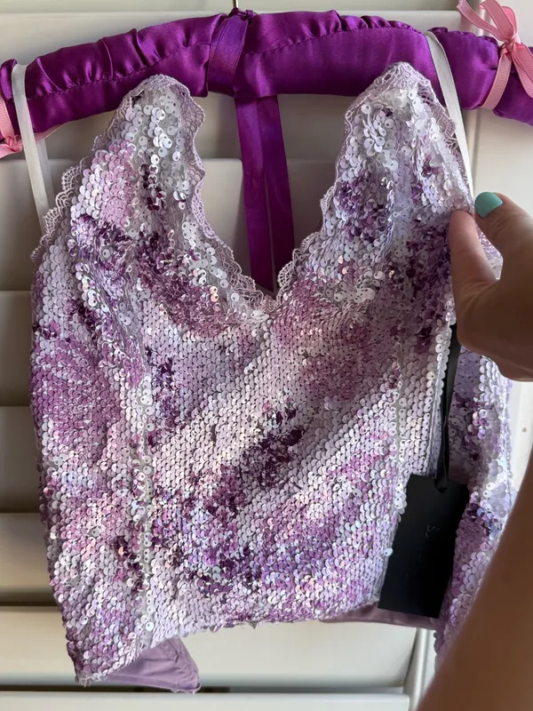h:ours Lilac Lace-Trim Floral V-Neck Cami corset bustier sz S NWT - Image 3