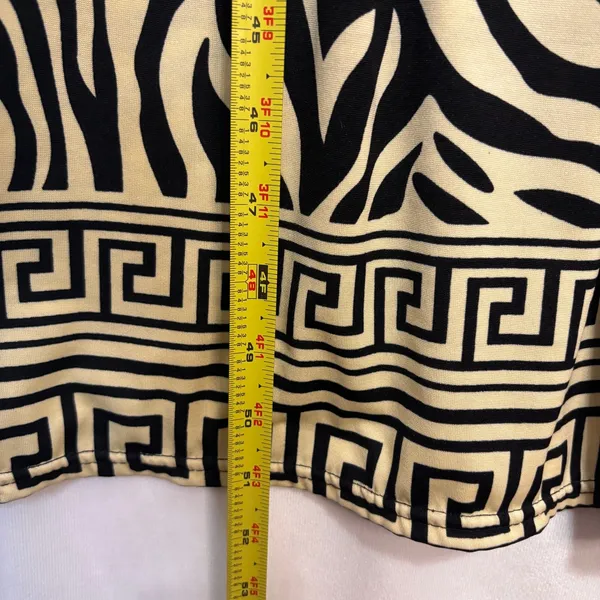 Women's Maxi Dress XL Tan Black Zebra Greek‎ Key Print Boho Stretchy Neutral - Image 7