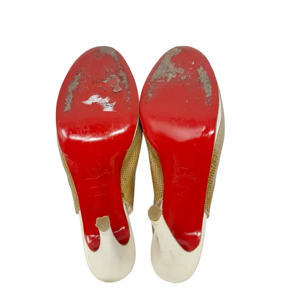 Christian Louboutin Lizard Embossed Slingback Heels Platform 40.5 - Image 9