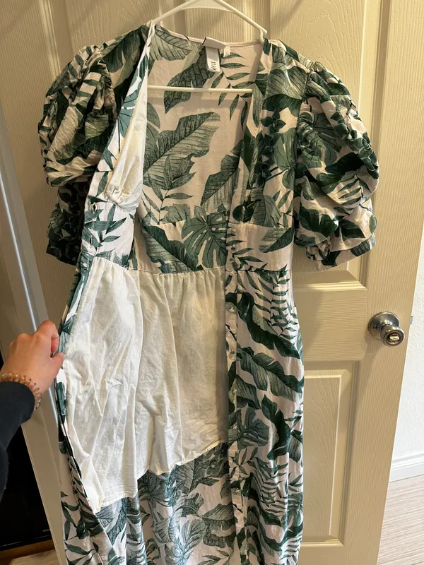By Johanna Ortiz Linen maxi Dress Boho Puffy Sleeves Dress Floral Print - Image 8