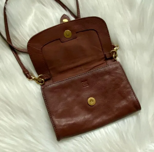 FRYE Ring Crossbody Purse Handbag Brown Leather - Image 3