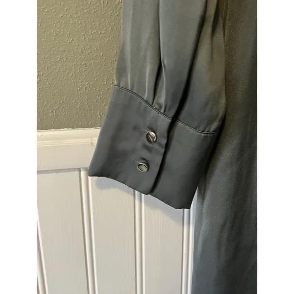 HM Dress Women’s Size Small Sage Green Short V Neck Elastic‎ Waist Silky Feel - Image 16