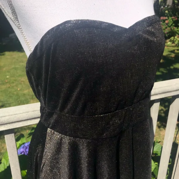 Free People Fit And Flare Strapless Metallic Dress Large - Image 5