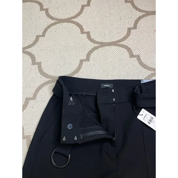 Express Super High Rise Cargo Trousers Black Belted Tapered Ankle Pants Size 4 - Image 8