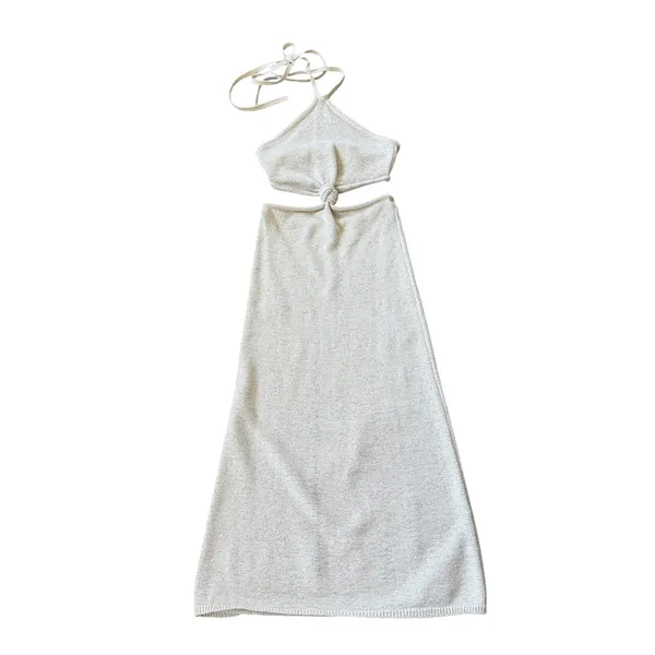 Cult Gaia Cameron Dress Off White Knit Cutout Midi - Image 3