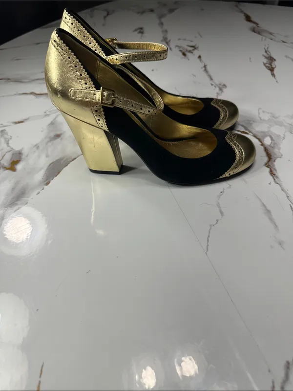 Coach Gold and Black Mary Jane Heels - Image 6