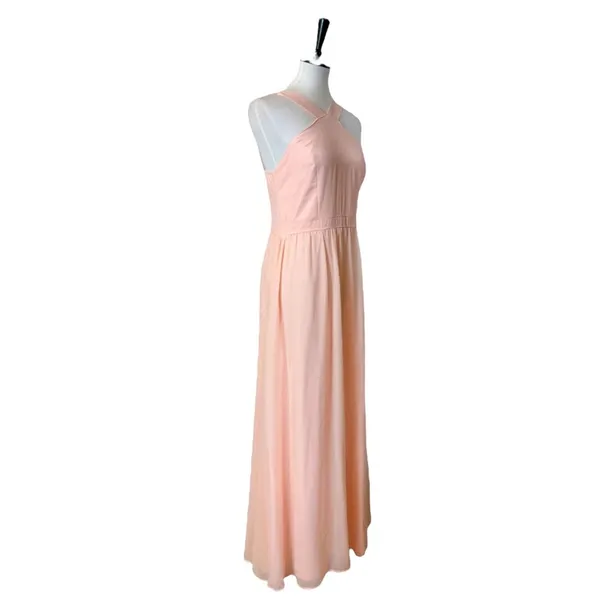 Lulus Peach Pink Halter Maxi Dress Women’s Size Large Chiffon Bridesmaid Formal - Image 4