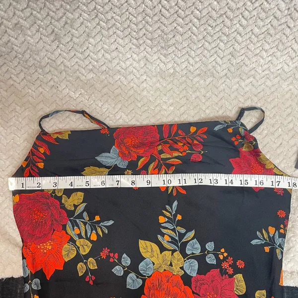 Sara Michelle 90s Style Black‎ Floral Spaghetti Strap Midi Slip Dress Small NWT - Image 6
