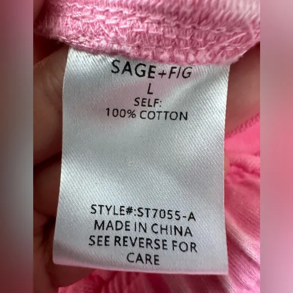 SAGE + FIG Mineral Washed Terry Wide Leg Pants size large pink - Image 6