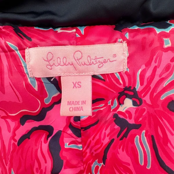 Lilly Pulitzer Isabelle puffer vest down filled XS zip front quilted navy blue - Image 10