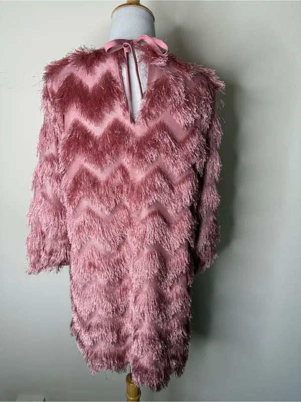 Hutch Anthropologie Pink Fringe Mini Shift Dress - Image 7