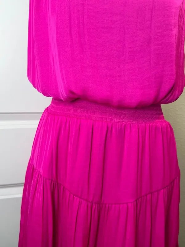 Naked Zebra Hot Pink Strapless Tiered Smocked Mini Dress - Image 4