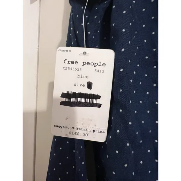 Free People Blue Polka Dot Western Button Down Festival Long Sleeve Flannel‎ Top - Image 5