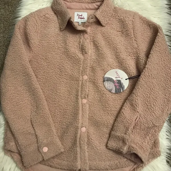 NWT Pink Petals Los Angeles light Pink sherpa coat jacket - Image 2