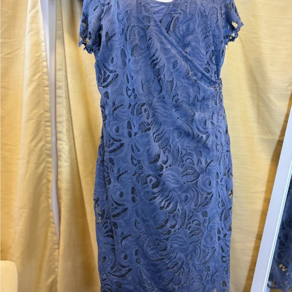 H&M‎ Lace Wrap Midi Dress in Slate BlueMAMA - Image 2