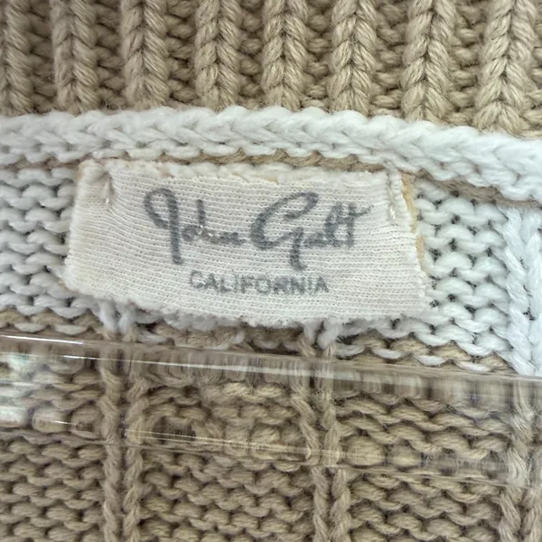 John Galt Striped Cable Knit Sweater One Size Khaki Tan Preppy Casual Relaxed - Image 2