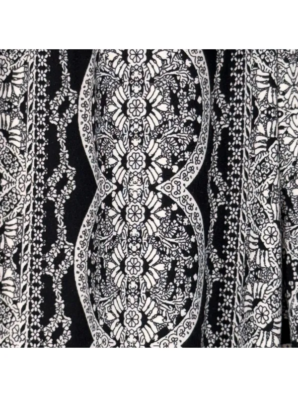 Mudd Women’s Black & White Boho Paperbag Waist Tie Pants XS Printed Pull-On - Image 5