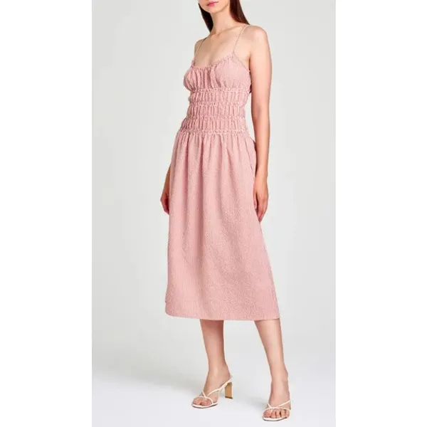 WAYF Isabelle Shirred Seersucker Midi Sundress Size‎ Small - Image 2