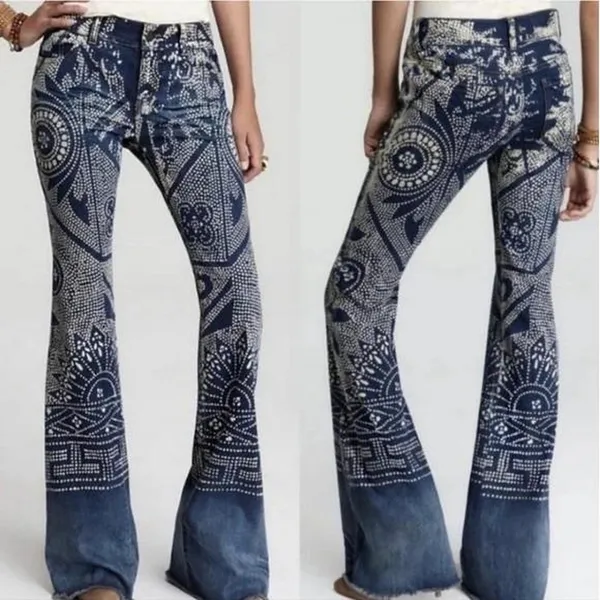 Free People Discharge Bali Flare Malaya Wash Boho Chic Music Festival - Image 2