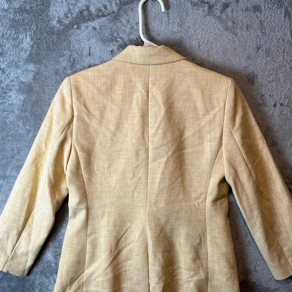 Ann Taylor Crosshatch Long Blazer Size 0 Yellow‎ New Office Work Career - Image 5