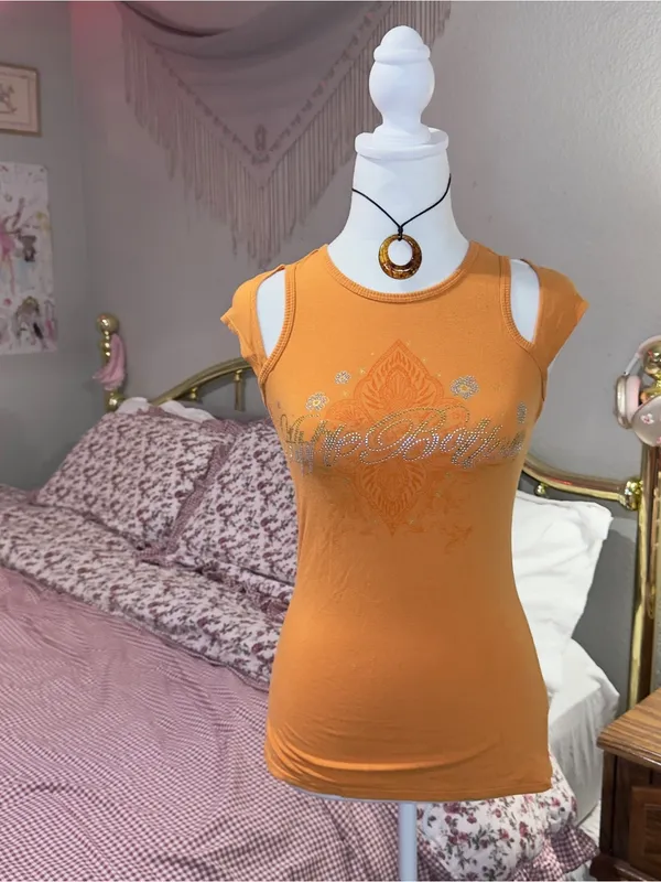 Y2K Apple Bottoms Sleeveless Orange Embellished Tank Top - Women - Image 4