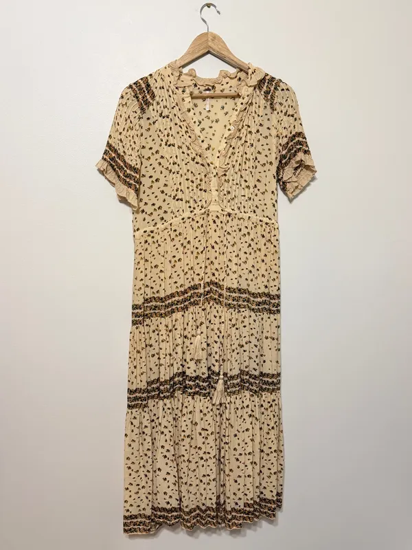 Free People Rare Feeling Pleated Maxi Dress In Neutral Size Small Floral - Image 3