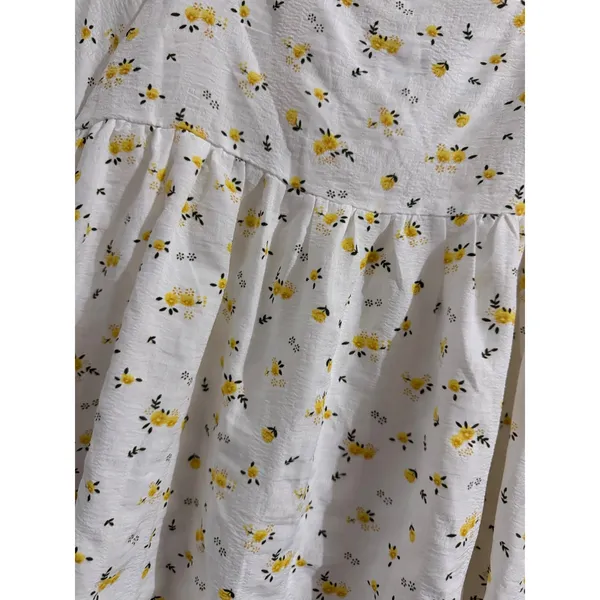 Hayden Los Angeles White Yellow Floral Babydoll Dress Square Neck Large NWT - Image 5