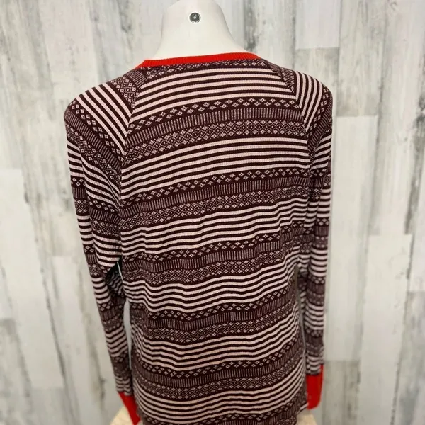 Aerie Thermal Top Womens Medium Purple Pink Geometric Striped Red Cuff Long Slee - Image 3