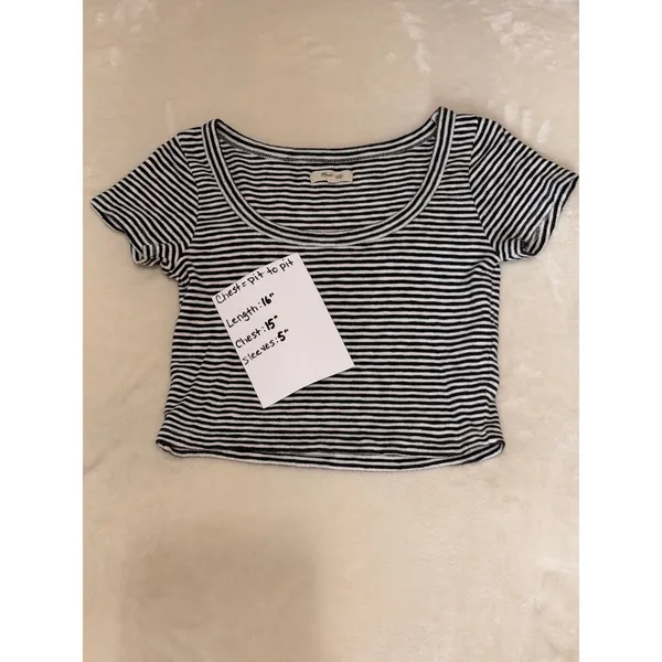 Madewell Westville Crop Tee‎ XS Striped Scoop Neck Ribbed Short Sleeve Crop Top - Image 5