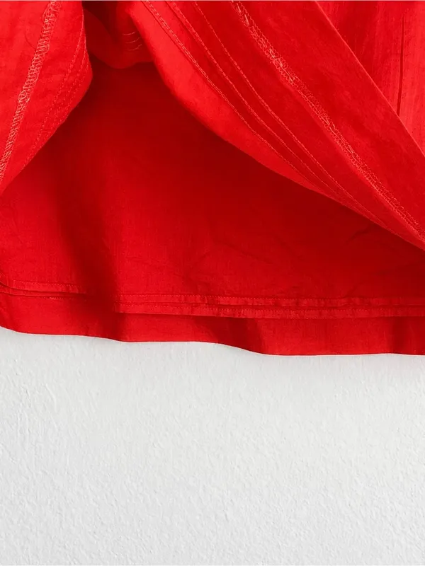 Bright Red Circle Skirt with Elastic Waist - Image 6