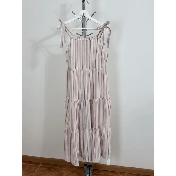 CUPSHE Striped Square Neck Tie Shoulder Maxi Dress Beach Cover Up Size S NWT - Image 2