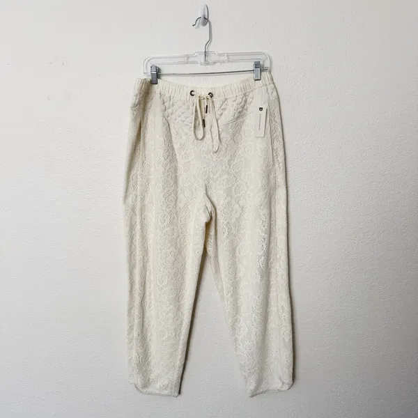 [Anthropologie] Saturday Sunday Cream Quilted Lace Jogger Pants NWT Sz Medium M - Image 2
