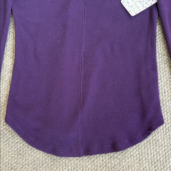 NWT Free People Mod Stripe Cuff Waffle Knit Top Purple Size Medium - Image 10