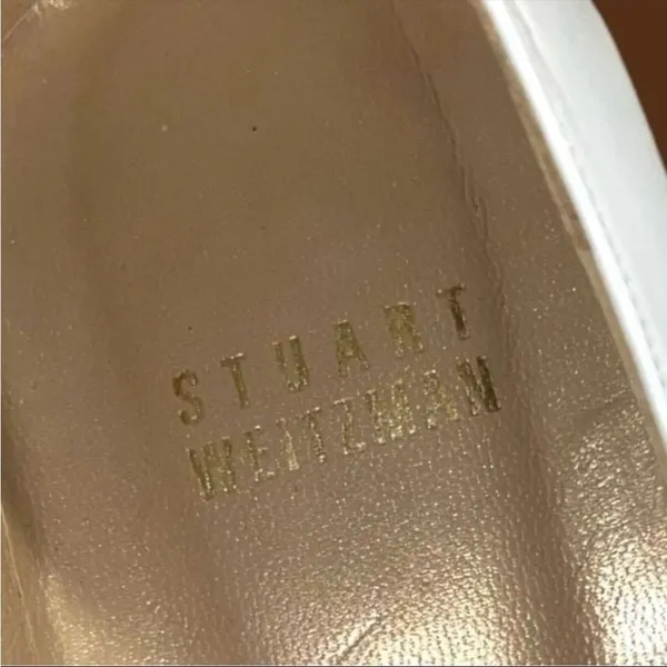 Stuart Weitzman luxury brand white leather heels with peekaboo design! - Image 10