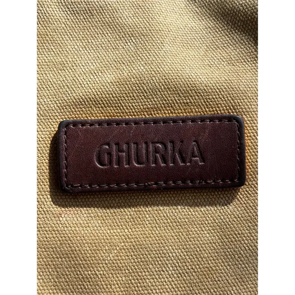 Vintage Ghurka Field Bag Crossbody Tan Canvas Brown Leather Safari Messenger Y2K - Image 2