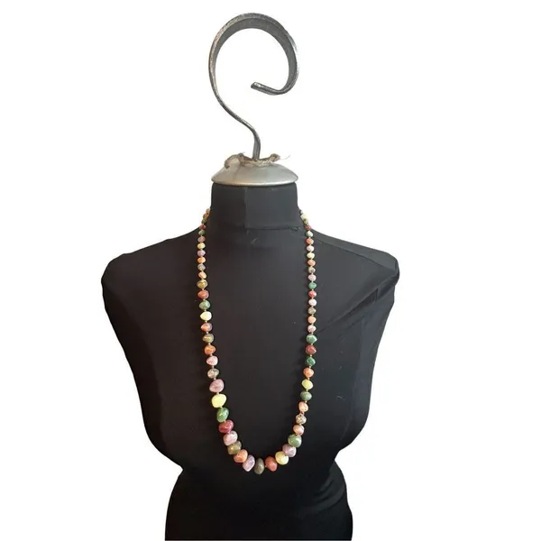 Vintage Genuine Lucite necklace with beads that imitate natural semi-precious st - Image 5