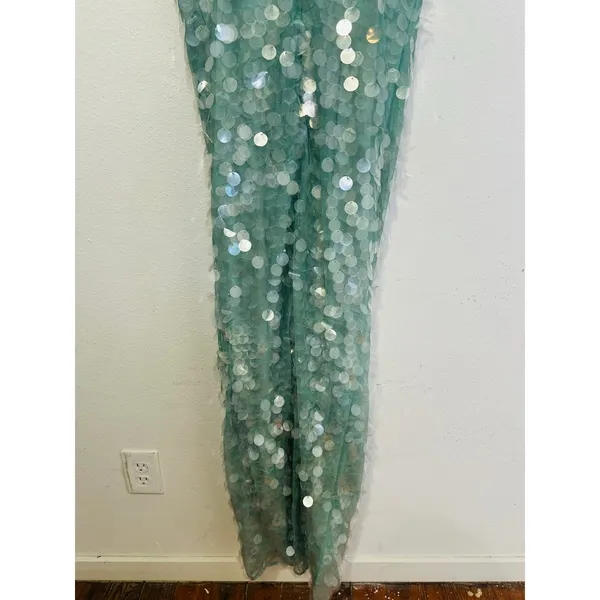 STAUD Seafoam Green Shimmering Sequined Strapless Casey Midi Gown size 2 - Image 14