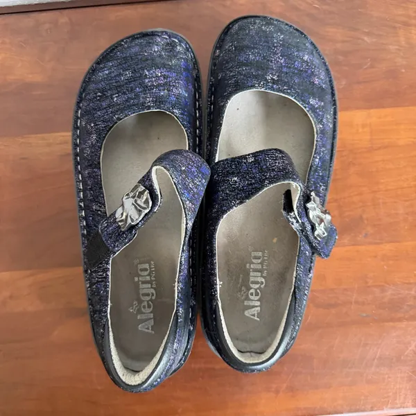 Alegria Paloma Mary Jane Purple Silver Metallic Leather Decor Strap Womens 38 - Image 5