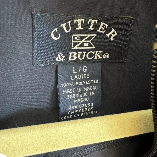 Cutter & Buck Vintage Navy Blue Tan Full Zip Windbreaker Jacket Women's Size‎ L - Image 6