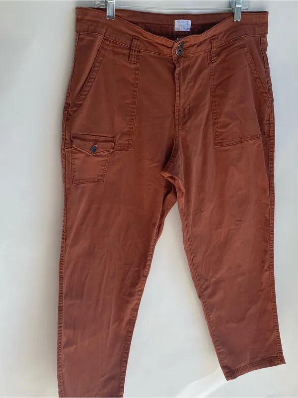 Time & Tru burnt orange cargo pocket crop pant ankle length casual summer 14 - Image 7