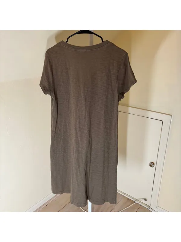 Dylan EUC Women's 100% Cotton Short Sleeve V-Neck Brown/Tan Dress Size S - Image 4