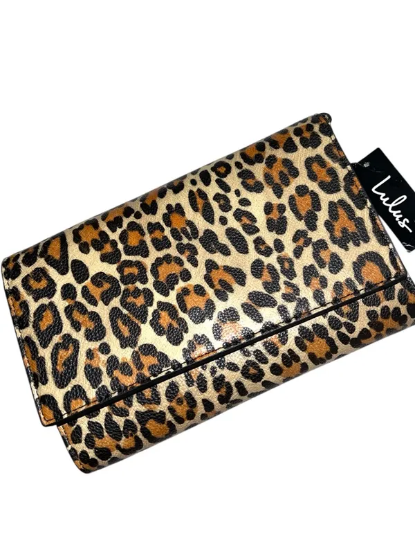 Lulu's Leopard Print Chain-Handle Wallet Clutch - Brown/Tan/Black - Image 9