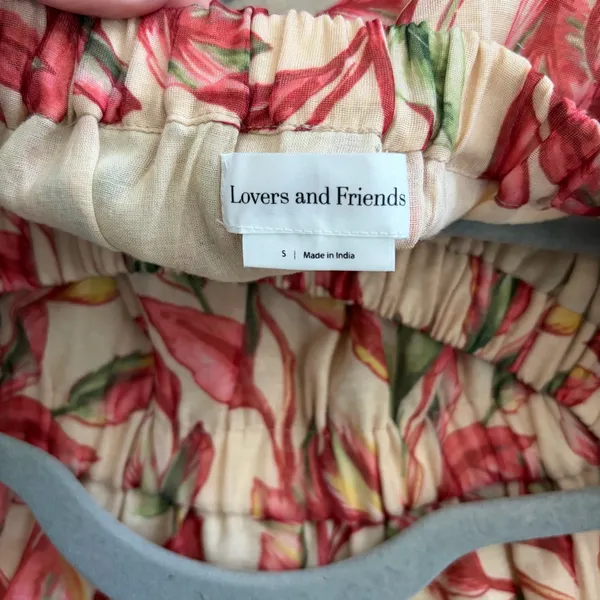 Lovers + Friends Bosworth Emory Tropical Print Tank Tan Red Floral Romper S NWOT - Image 8