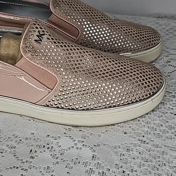 MICHAEL Michael Kors blush pink leather mesh slip on boat shoes flats sz 9 - Image 2