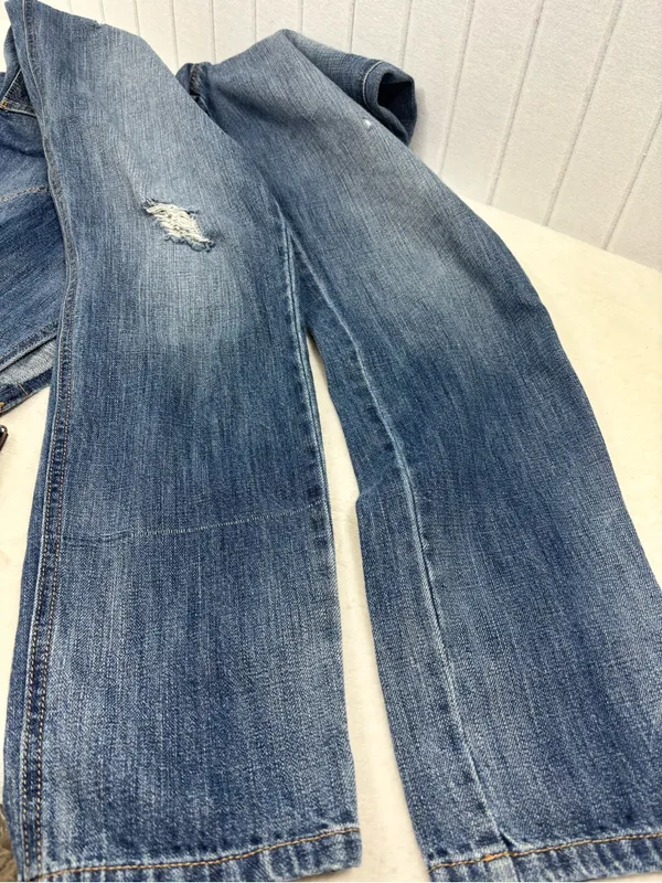 Ann Taylor Loft Distressed Blue Jean Denim Overalls Size L - Image 11