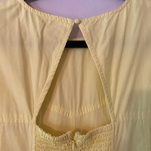 Maeve Anthropologie Butter Yellow Balloon Sleeve Mini Dress Cotton Women's Large - Image 9