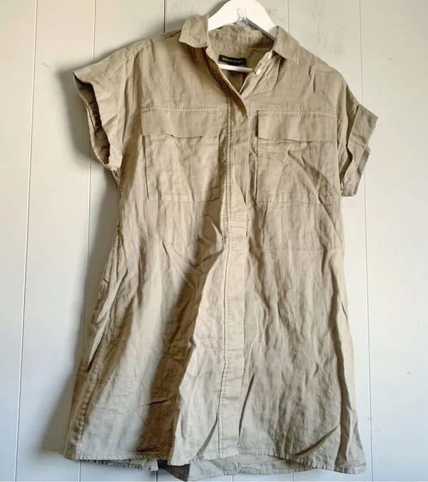 Banana Republic Utility Shirtdress Olive Green S - Image 3