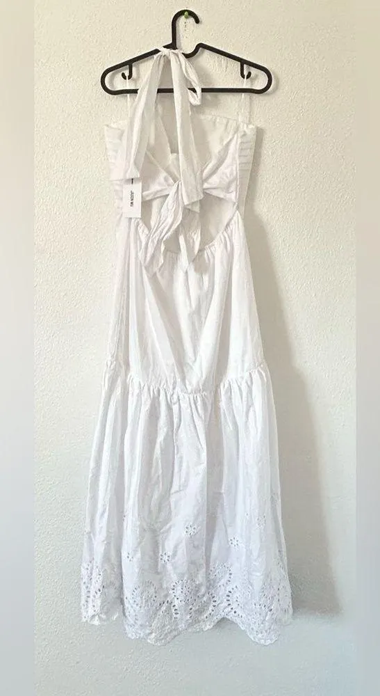 eyelet halter maxi summer dress sz large - Image 8