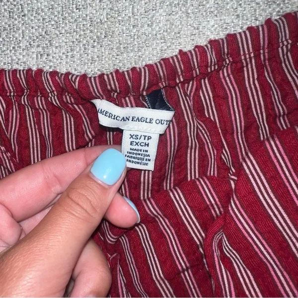 American Eagle Red and White Striped Top Size XS - Image 3