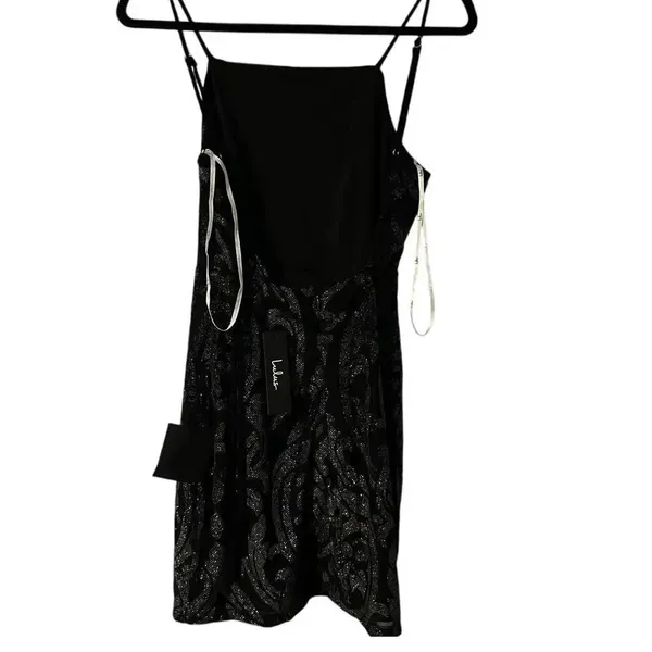 Lulus Sequin Mini Dress Size Small HOCO Homecoming Cocktail Black Low Back NWT - Image 2